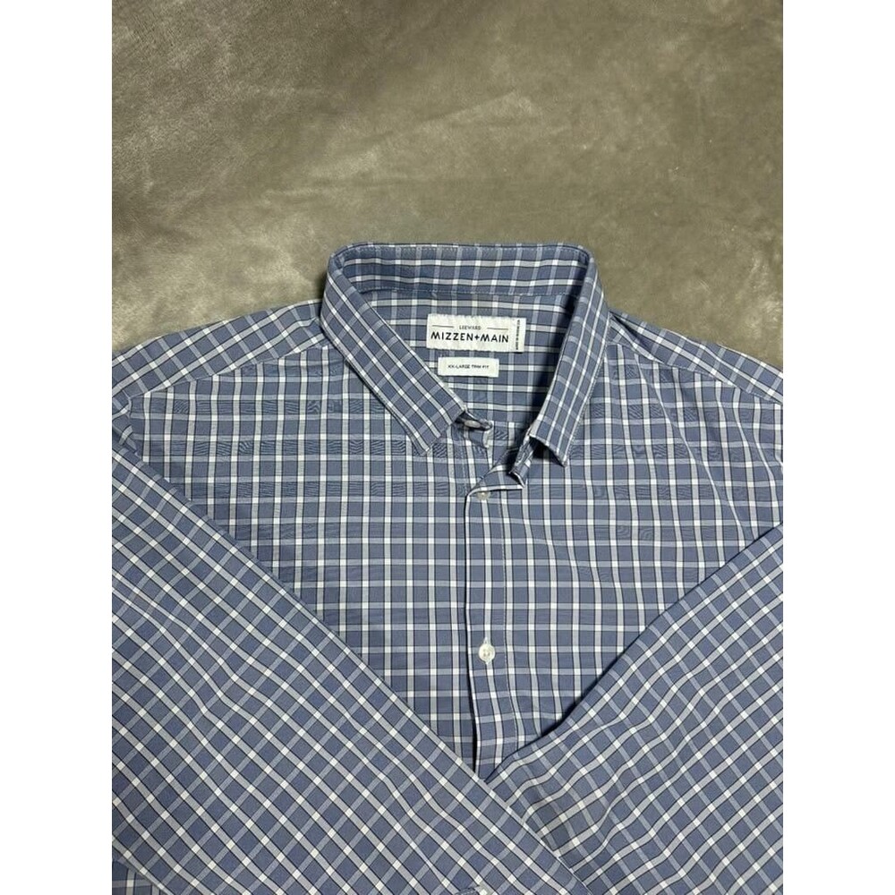 Mizzen Main Button Up Shirt Men XXL 2XL Blue Leeward Trim Fit Long Sleeve